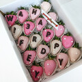 20pcs 4 Shades of Pink Chocolate Strawberries Gift Box (Custom Wording)